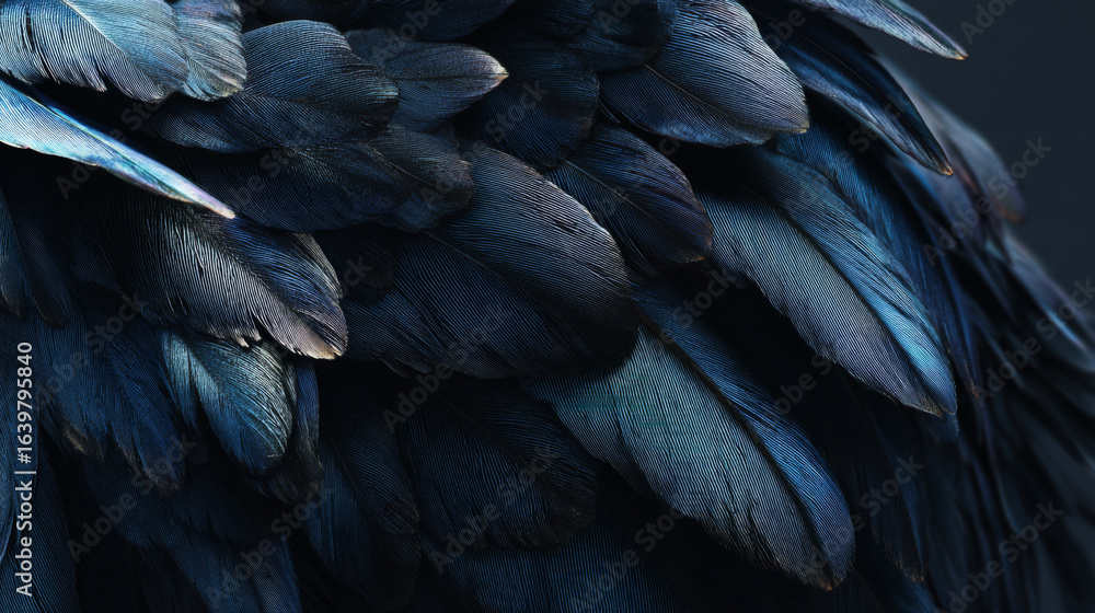 Fototapeta premium Close-up of dark black feathers creating a soft, elegant abstract background