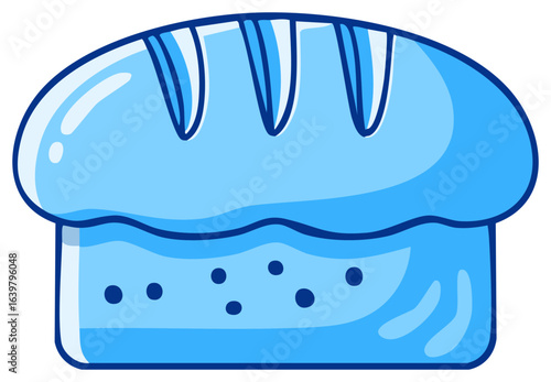 Blue bread loaf cartoon illustration