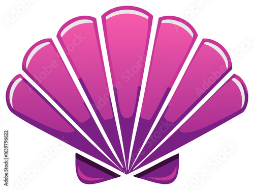 Stylized pink and purple scallop shell vector graphic illustration
