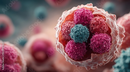 Illustration of CAR-T cell therapy targeting lymphoma cells