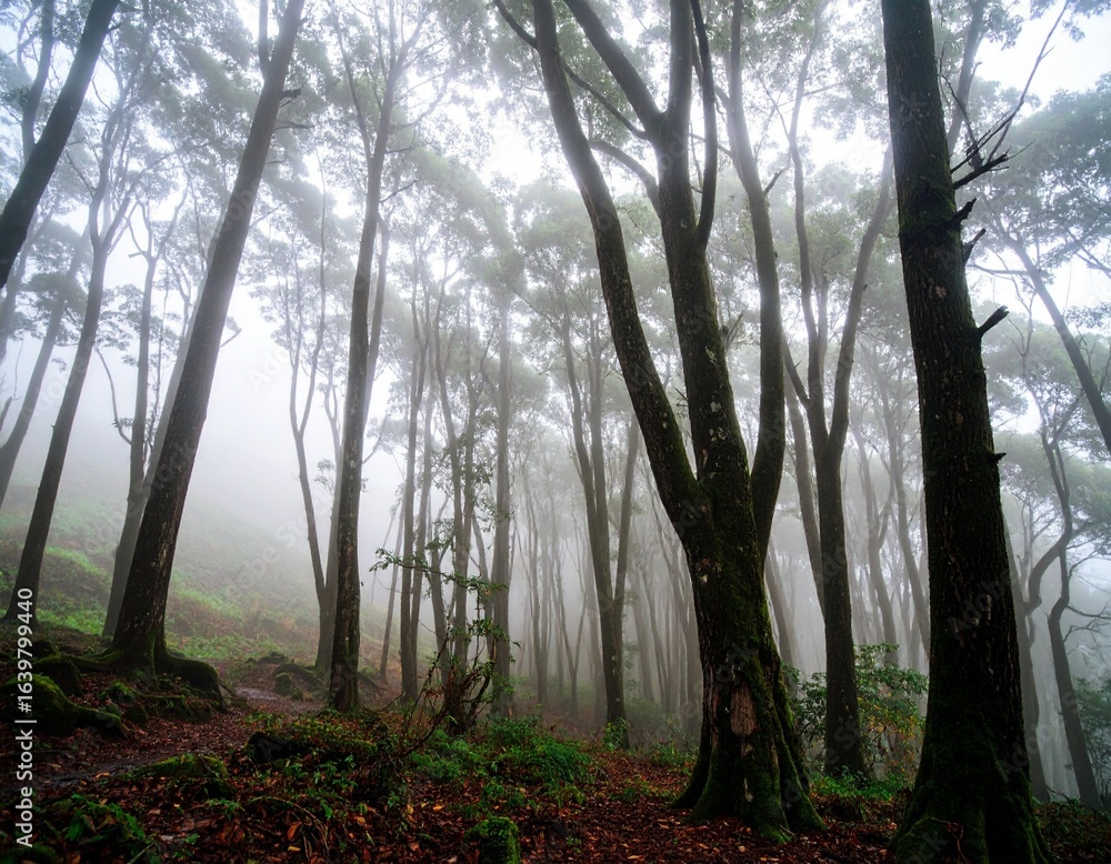 Obraz premium misty morning in the forest