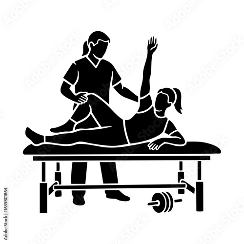 Physical Therapist Patient Assistance Vector Illustration