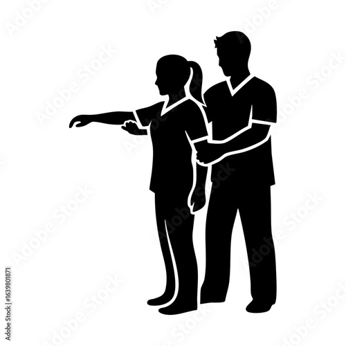 Physical Therapist Patient Assistance Vector Illustration