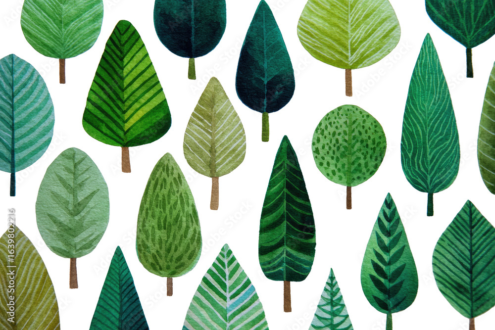 Fototapeta premium Forest of stylized, colorful trees