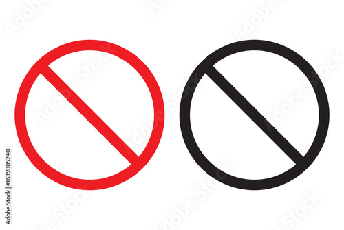 forbidden sign not allowed in red and black . ban icon symbol . stop entry sign . slash icon . prohibited mark.