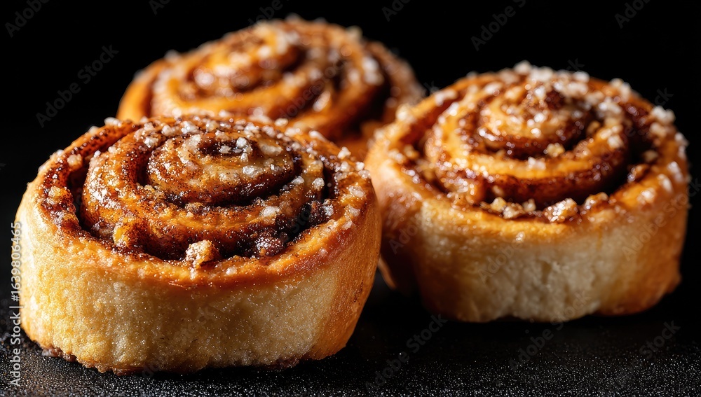Fototapeta premium Close-up of three cinnamon rolls