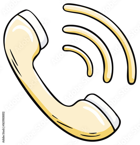 Handset Phone Ringing  Illustrated Cartoon Style Receiver  Retro Communication Sound