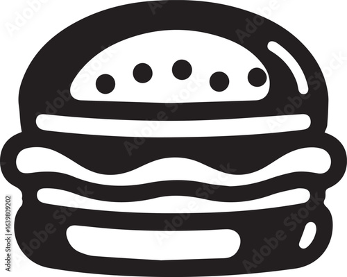 Silhouette Style Vector Minimal Burger Logo Design – Modern and Clean Graphic Template for Restaurants, Fast Food Brands, Food Delivery Services, Cafe Branding, and Professional Business Identity in E