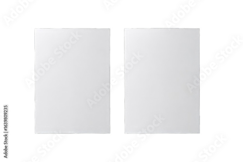 Two blank, open pages.  Flatlay of a  book or magazine spread, showing a clean white background