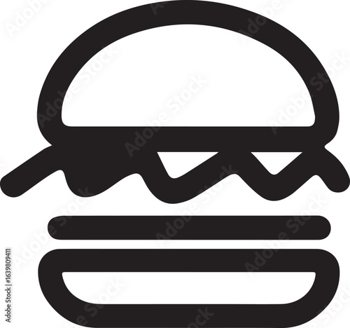 Silhouette Style Vector Minimal Burger Logo Design – Modern and Clean Graphic Template for Restaurants, Fast Food Brands, Food Delivery Services, Cafe Branding, and Professional Business Identity in E