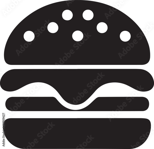 Silhouette Style Vector Minimal Burger Logo Design – Modern and Clean Graphic Template for Restaurants, Fast Food Brands, Food Delivery Services, Cafe Branding, and Professional Business Identity in E