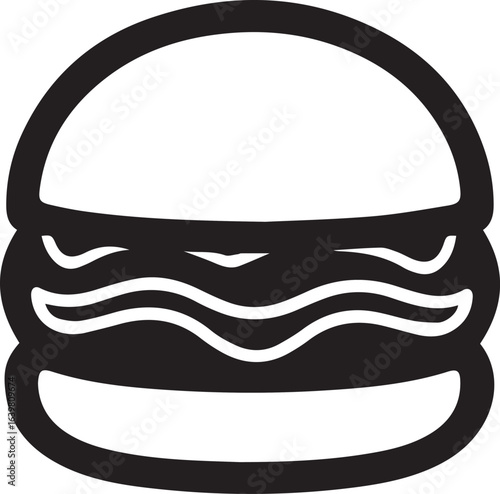 Silhouette Style Vector Minimal Burger Logo Design – Modern and Clean Graphic Template for Restaurants, Fast Food Brands, Food Delivery Services, Cafe Branding, and Professional Business Identity in E