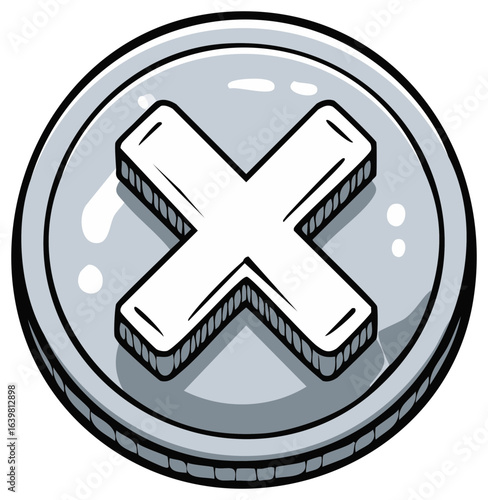 Graphic X symbol button in circular gray icon representing deletion error