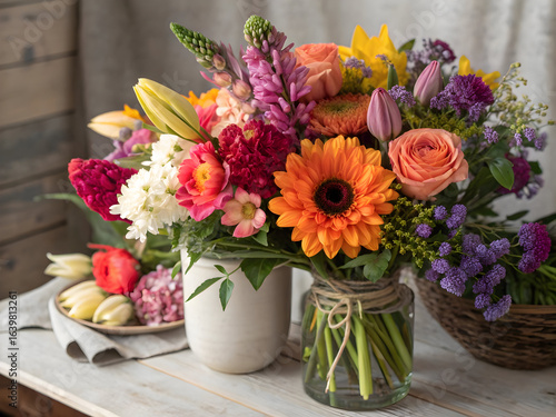 Wallpaper Mural Vibrant floral arrangement with diverse blooms and rich colors flowers bouquet Torontodigital.ca