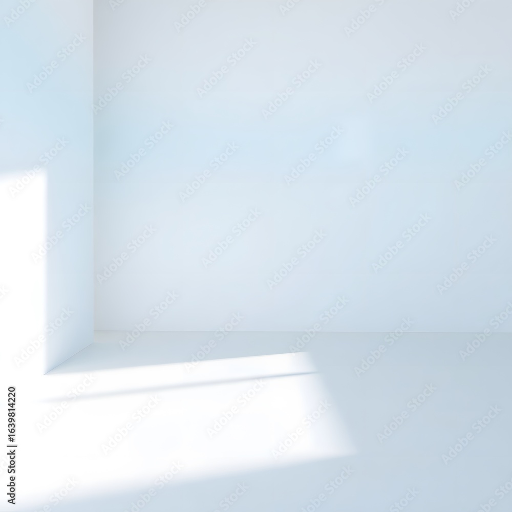 Fototapeta premium Empty white room interior with blank walls and light from a window