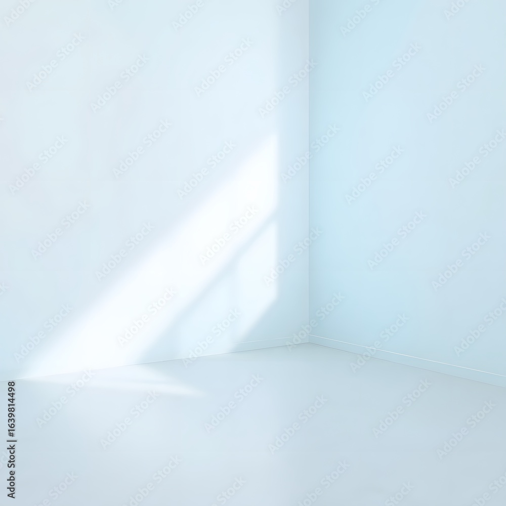 Fototapeta premium Interior architectural illustration of an empty white room with a window, a blank space for design concepts