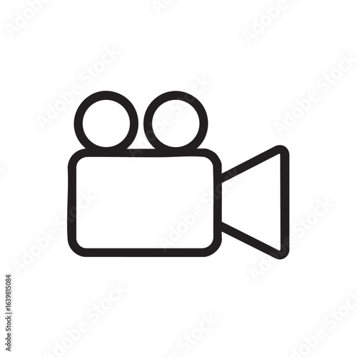 Simple Black and White Film Camera Icon Depicting Cinema and Video Production minimalist black white