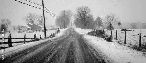 Snowy rural road