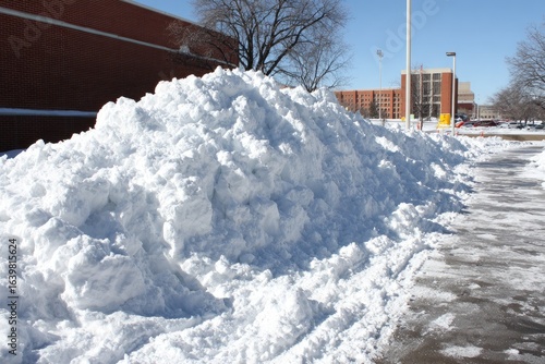 Snowy pile beside a building