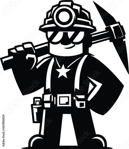Wallpaper Mural Cool Miner character Vector Illustration isolated on a white background Torontodigital.ca