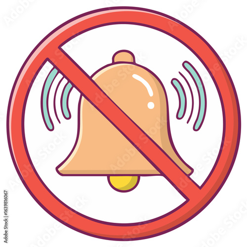 Muted bell icon no sound notification silence symbol flat vector illustration