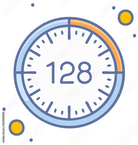 Countdown timer with number 128 and colorful segments