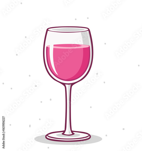 Stylish illustration of a vibrant pink drink in an elegant stemmed wine glass