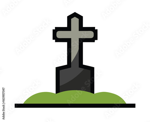 Vintage Graveyard Cross Vector Art Illustration for Clipart and Craft Project