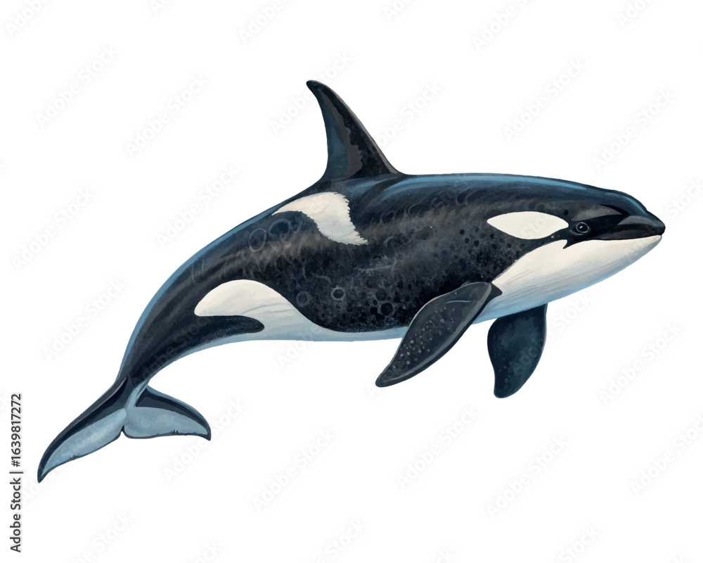 Fototapeta premium Orca killer whale had illustrations on white background.01