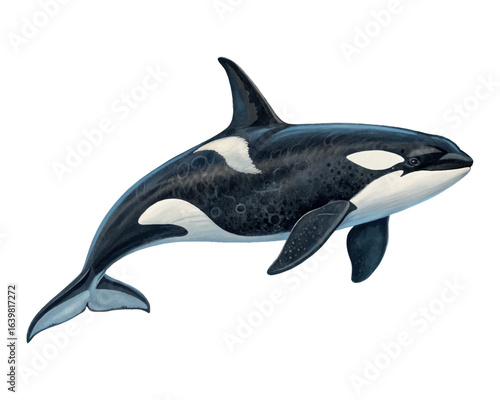 Orca killer whale had illustrations on white background.01