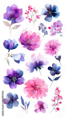 Wallpaper Mural Floral watercolor arrangement Torontodigital.ca