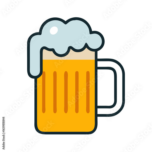 Beer mug with frothy foam icon for St Patrick’s Day