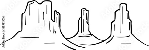 abstract design of American wild west desert with cowboys - hand drawn Black illustration. Ilustraciones del viejo oeste. PNG.JPG. VEKTOR