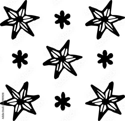 Hand drawn doodle abstract elements,  illustration. figuras ilustradas a mano color negro.