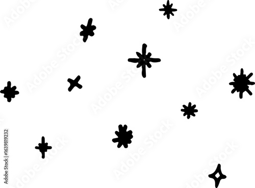 Hand drawn doodle abstract elements,  illustration. figuras ilustradas a mano color negro.
