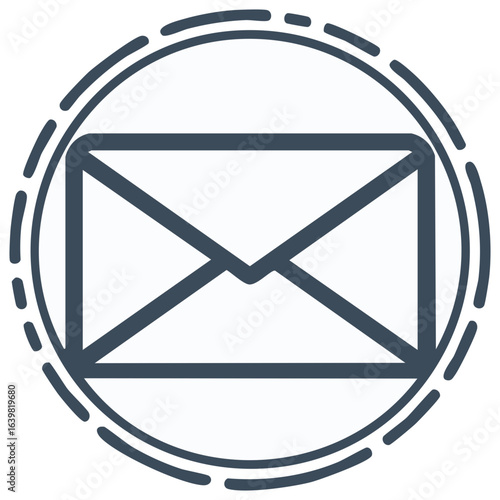Stylized email icon within circular frame, representing communication and messaging concept.