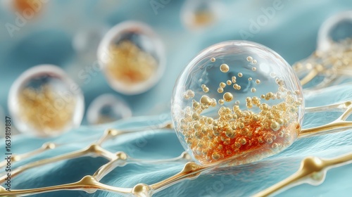 Macro rendering of skin with ceramide cream illustrating skin barrier function