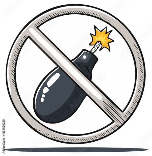 No Bomb Sign Symbolizing Anti-Violence, Peace, and Safety