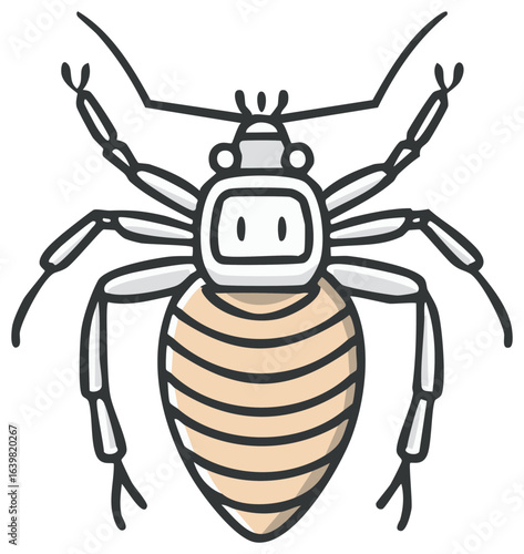 Cartoon Illustration of a Generic Parasite Like Lice or Flea with Striped Body
