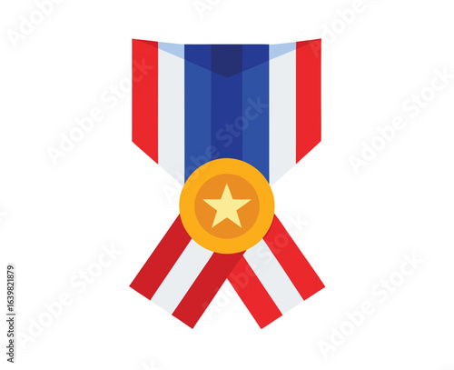 Vector Illustration of Patriotic Ribbon and Medal Layout Design for Clipart
