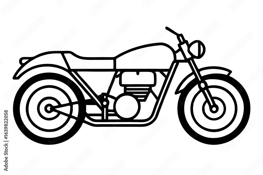 Fototapeta premium Classic Café Racer Motorcycle with Low Handlebars on Street – Vintage Custom Bike Design