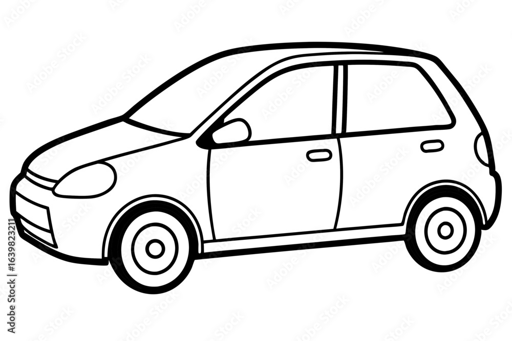Fototapeta premium Compact Hatchback Car Icon – Simple Vehicle Silhouette Vector