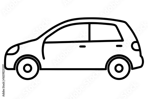 Compact Hatchback Car Icon – Simple Vehicle Silhouette Vector