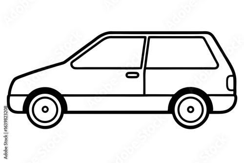 Compact Hatchback Car Icon – Simple Vehicle Silhouette Vector
