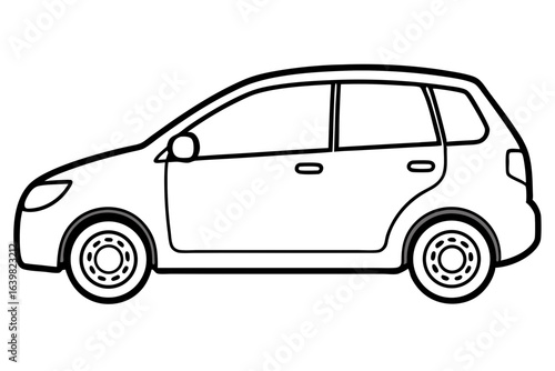 Compact Hatchback Car Icon – Simple Vehicle Silhouette Vector