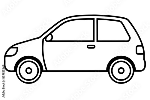 Compact Hatchback Car Icon – Simple Vehicle Silhouette Vector