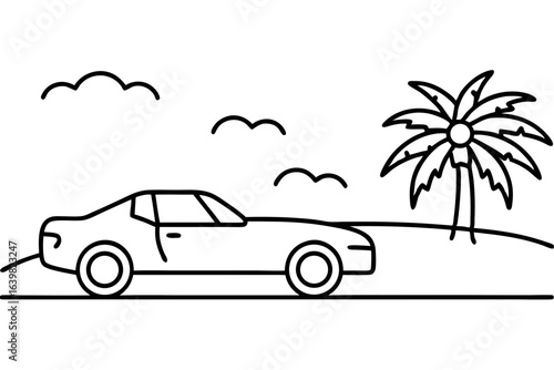 Convertible Car Driving on Scenic Coastal Highway SVG