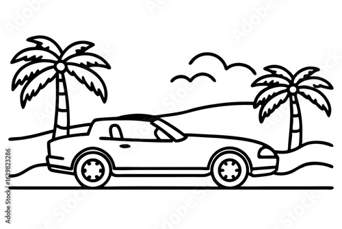 Convertible Car Driving on Scenic Coastal Highway SVG