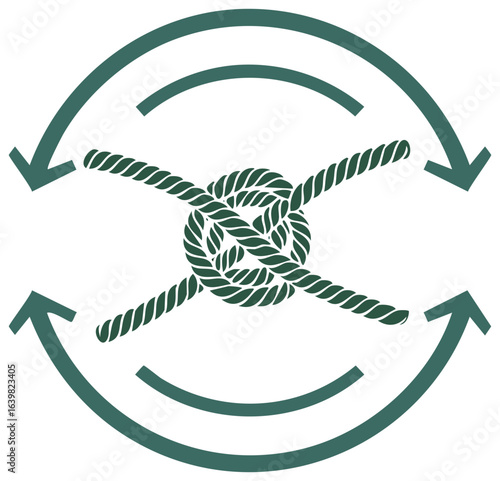 Green Knot and Arrows Graphic Element Showing Nautical Connections and Forward Momentum