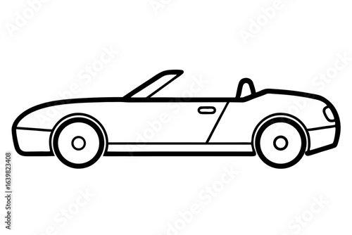 Convertible Car Icon with Open Roof – Vector Illustration